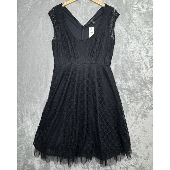 Lane Bryant Dress Womens 16 Black Mesh Overlay Cap Sleeve Cocktail Party New - Picture 1 of 9